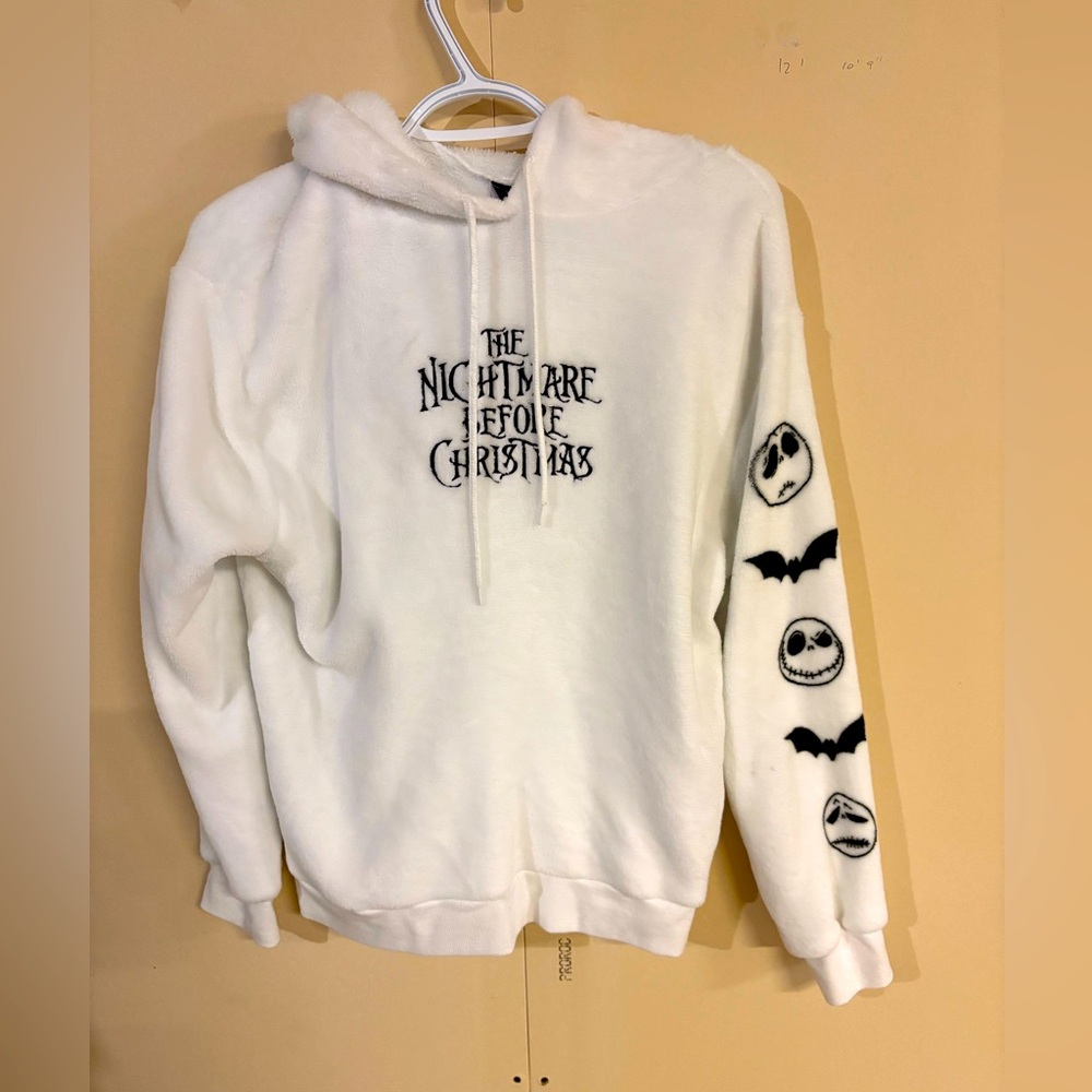 Disney Nightmare Before Christmas White Fleece Hoodie